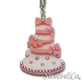 Sweet & Co. Sweet Pink dolly cake swarovski pendant silver necklace Pink - One Size