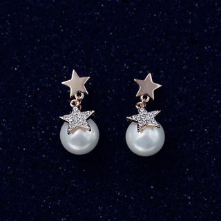 Love Generation Faux-Pearl Star Earrings As Figure - One Size