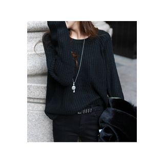 migunstyle Round-Neck Chunky-Knit Top