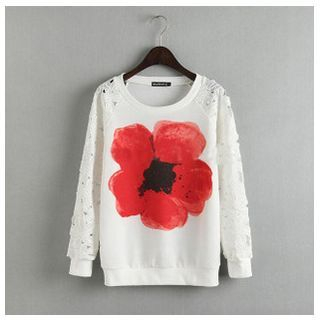 Persephone Sleeve Cut Out Flower Pullover