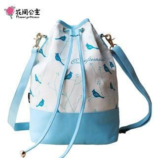 Flower Princess Bird Printed Bucket Bag One Size