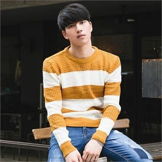 STYLEMAN Color-Block Waffle-Knit Top