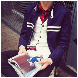 Danjieshi Stand Collar Striped Jacket