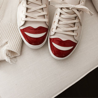 partysu Genuine Leather Lips Accent Sneakers