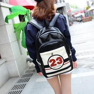 Seok Faux Leather Numbered Backpack