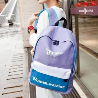 Crystal Lettering Colour Block Canvas Backpack