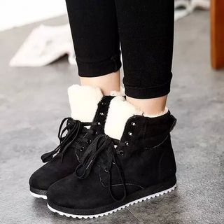 Wello Fleece-lined Lace Up Short Boots