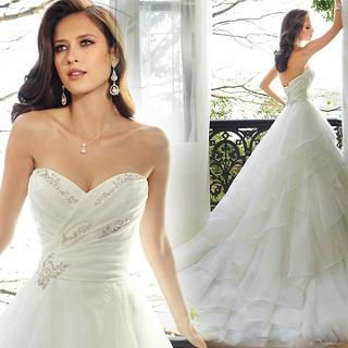 Angel Bridal Strapless Train Ball Gown Wedding Dress