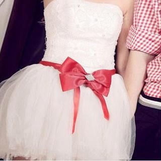 Angel Bridal Strapless Bow Party Dress