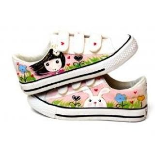 HVBAO Painted Girl Velcro Canvas Sneakers