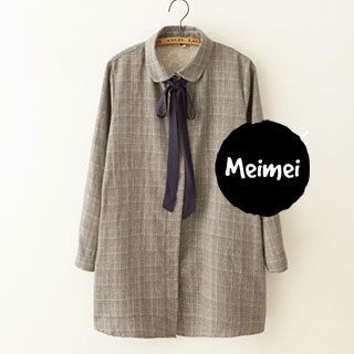 Meimei Long-Sleeve Check Shirt Dress