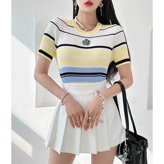 Rosette Stripe Knit Top