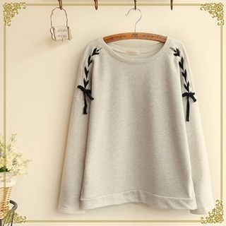 Fairyland Lace-Up Detail Drop-Shoulder Sweatshirt