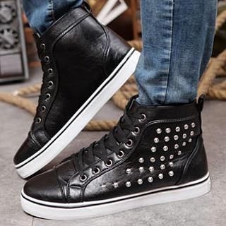 Preppy Boys Studded High-Top Sneakers