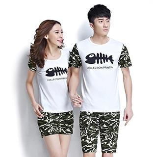 Lovebirds Set: Couple Camouflage T-Shirt + Shorts
