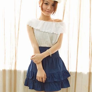 Cape-Front Color-Block Dress
