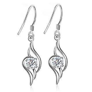 BELEC White Gold Plated 925 Sterling Silver with White Cubic Zirconia Earrings
