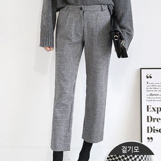 Seoul Fashion Houndstooth Straight-Cut Pants