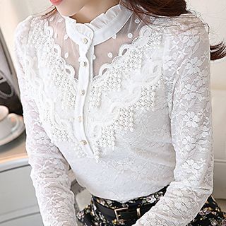 Fashion Street Long-Sleeve Lace Blouse