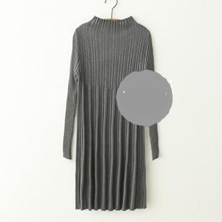 Meimei Accordion Long-Sleeve Knit Dress