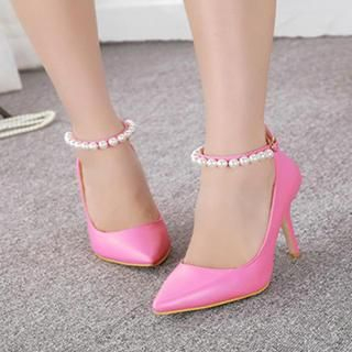 Mancienne Beaded-Strap Pumps