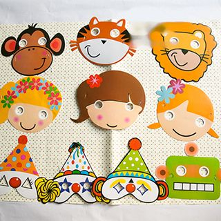 Rototo Deco Set of 10 : Cartoon Party Paper Masks