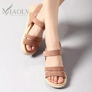 MIAOLV Velcro-Strap Flat Sandals