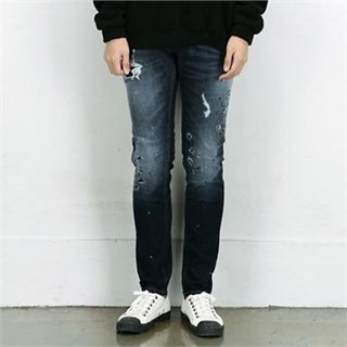 THE COVER Striaght-Cut Distressed Jeans