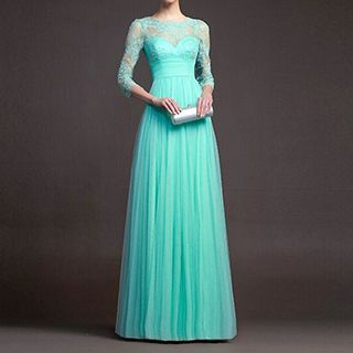Rebecca Lace Panel Evening Gown