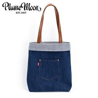 Plume Moon Denim Tote Blue - One Size