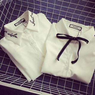 MATO Embroidered Shirt / Detachable Bow Shirt