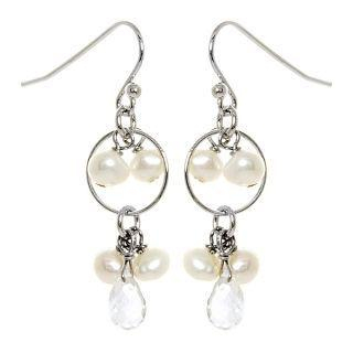 Keleo Silver clear quartz, pearl earrings