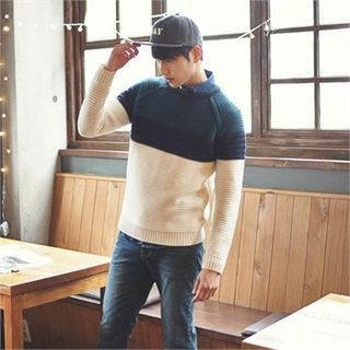 MITOSHOP Reglan-Sleeve Color-Block Sweater