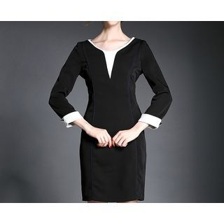 Merald Contrast 3/4-Sleeve Dress