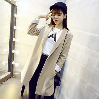 Bloombloom Stripe-Cuff Long Coat