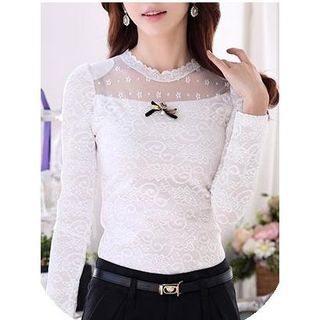 Sienne Lace-Sleeve Lace Top