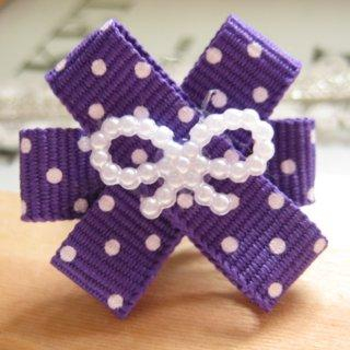 Fit-to-Kill Hand made Pretty ribbon with purple spot cotton ring