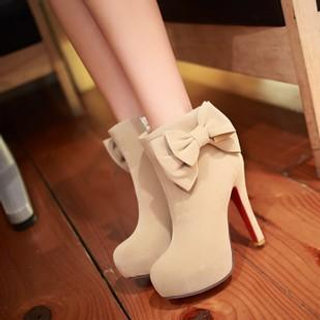 CITTA Bow-Accent Heel Ankle Boots