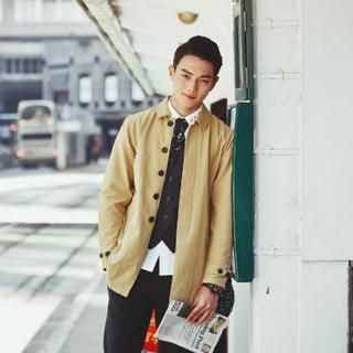 Mr. Cai Button-Accent Trench Coat