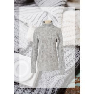 DEEPNY Turtle-Neck Cable-Knit Long Sweater