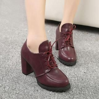 IYATO Lace-Up Chunky-Heel Shoe Boots