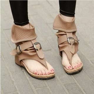 Shoes Galore Perforated Flat Sandals