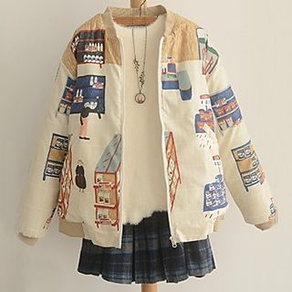 Angel Love Print Zip Jacket