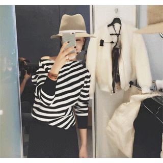 ssongbyssong Color-Block Stripe Knit Top