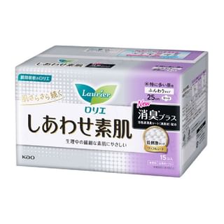 Kao - Laurier F Happy Bare Skin Deodorizing Plus For Especially Heavy Daytime With Wings 25Cm 15 Pcs