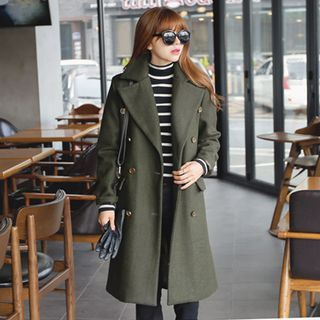 REDOPIN Wide-Lapel Wool Blend Coat