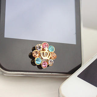 Fit-to-Kill Crown Colorful Diamond Iphone Button Sticker - Other Color One Size
