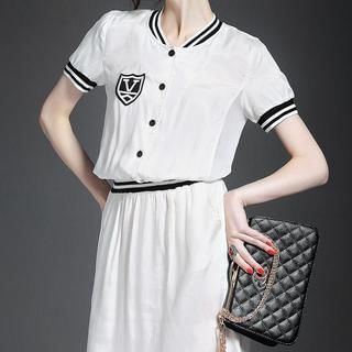 Alaroo Appliqu  Short-Sleeve Buttoned Dress