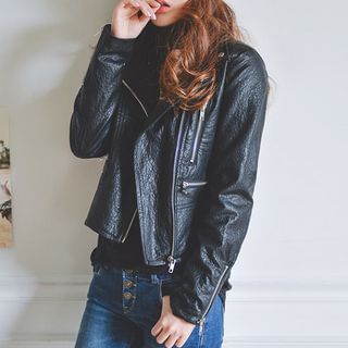 JUSTONE Faux-Leather Biker Jacket