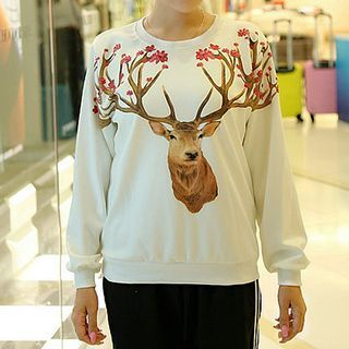Fashion Street Deer Print Pullover